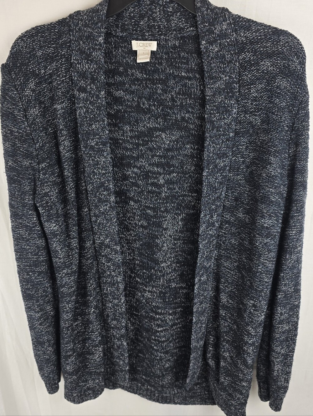 J. Crew Black Marled Open Linen Blend Long Sleeve Cardigan Sz L